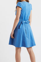 Louche Cathleen Blue Mini Baby Cord Tea Dress