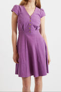 Louche Cathleen Lilac Mini Baby Cord Tea Dress