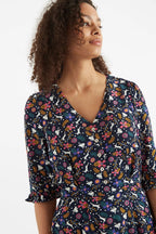 Louche Caitlin White Rabbit Print V Neck Mini Dress