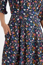 Louche Caitlin White Rabbit Print V Neck Mini Dress