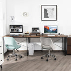 Reversible Corner Study Workstation and Writing Desk with Monitor Stand-Black