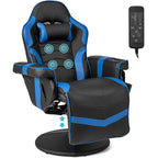 Electric Massage Gaming Chair with Cup Holder and Side Pouch-Black