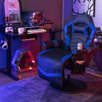 Electric Massage Gaming Chair with Cup Holder and Side Pouch-Black