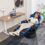 Electric Massage Gaming Chair with Cup Holder and Side Pouch-Black