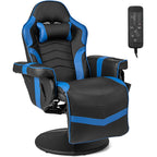 Electric Massage Gaming Chair with Cup Holder and Side Pouch-Black