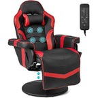 Electric Massage Gaming Chair with Cup Holder and Side Pouch-Black