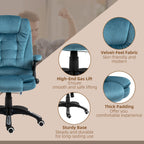 Vinsetto Massage Recliner Chair Heated Office Chair with Six Massage Points Velvet-Feel Fabric 360\'c2\'b0 Swivel Wheels Blue