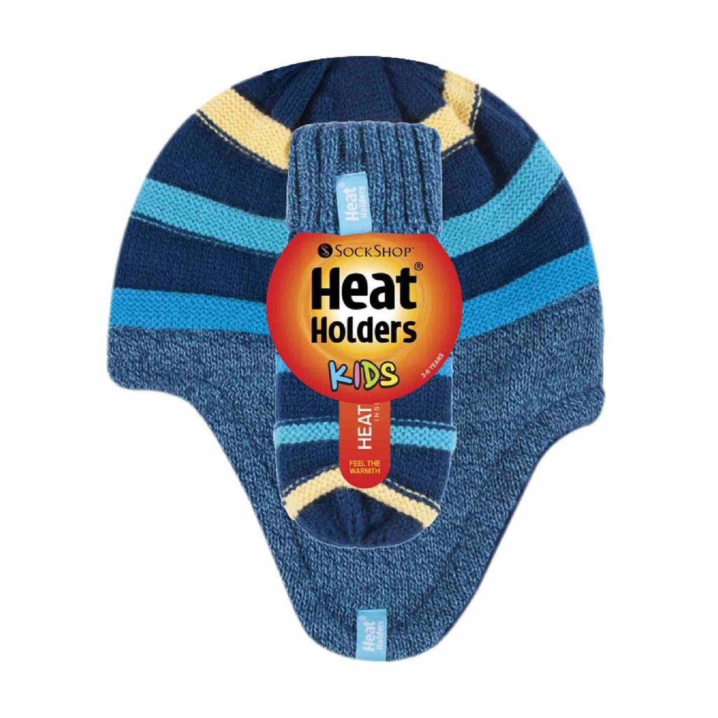 Heat Holders Kids Thermal Hat & Mittens Set with Ear Flaps