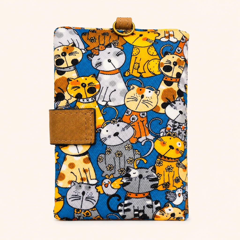 Cute Cat Print Women’s Short Wallet – PU Leather Coin Purse & ID Card Holder