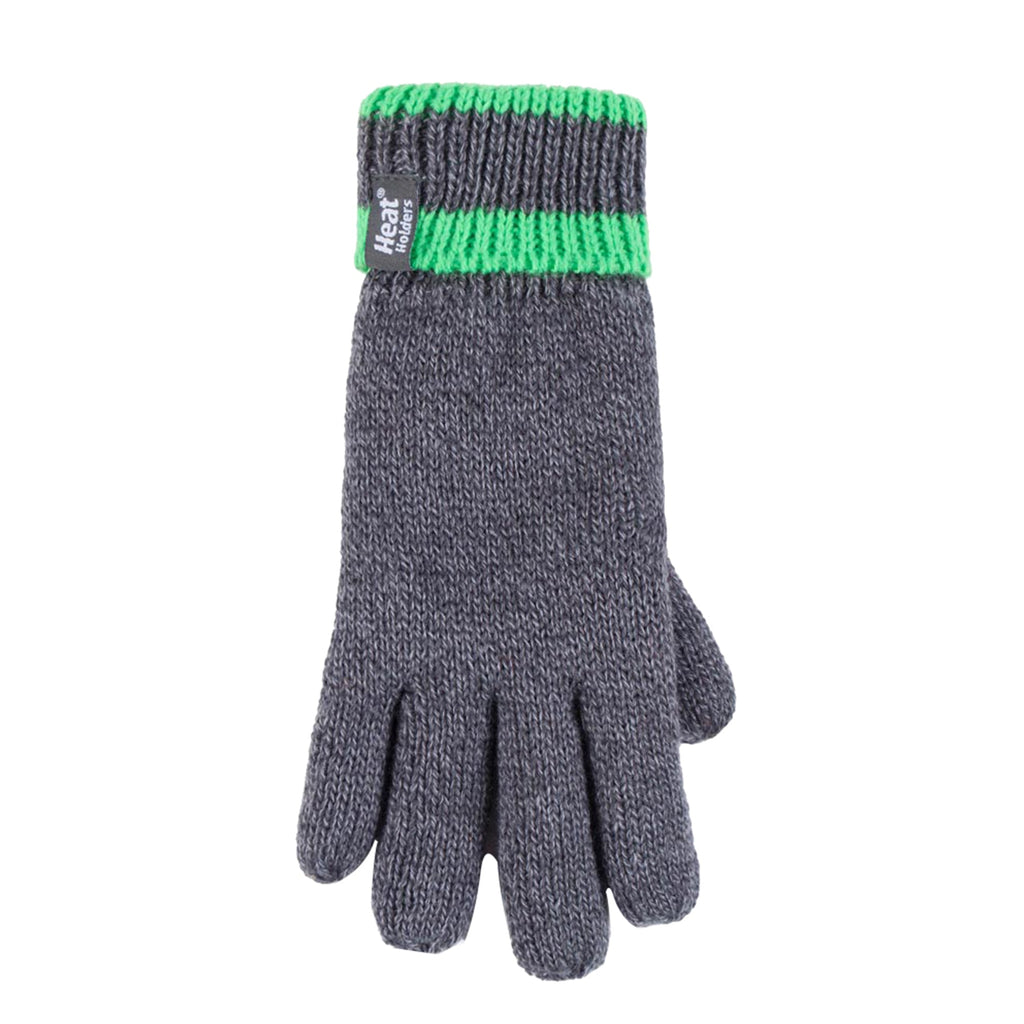 Children Winter Warm Fleece Lined Knit Turn Over Cuff Ribbed Hat & Gloves Set