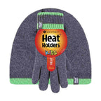Children Winter Warm Fleece Lined Knit Turn Over Cuff Ribbed Hat & Gloves Set