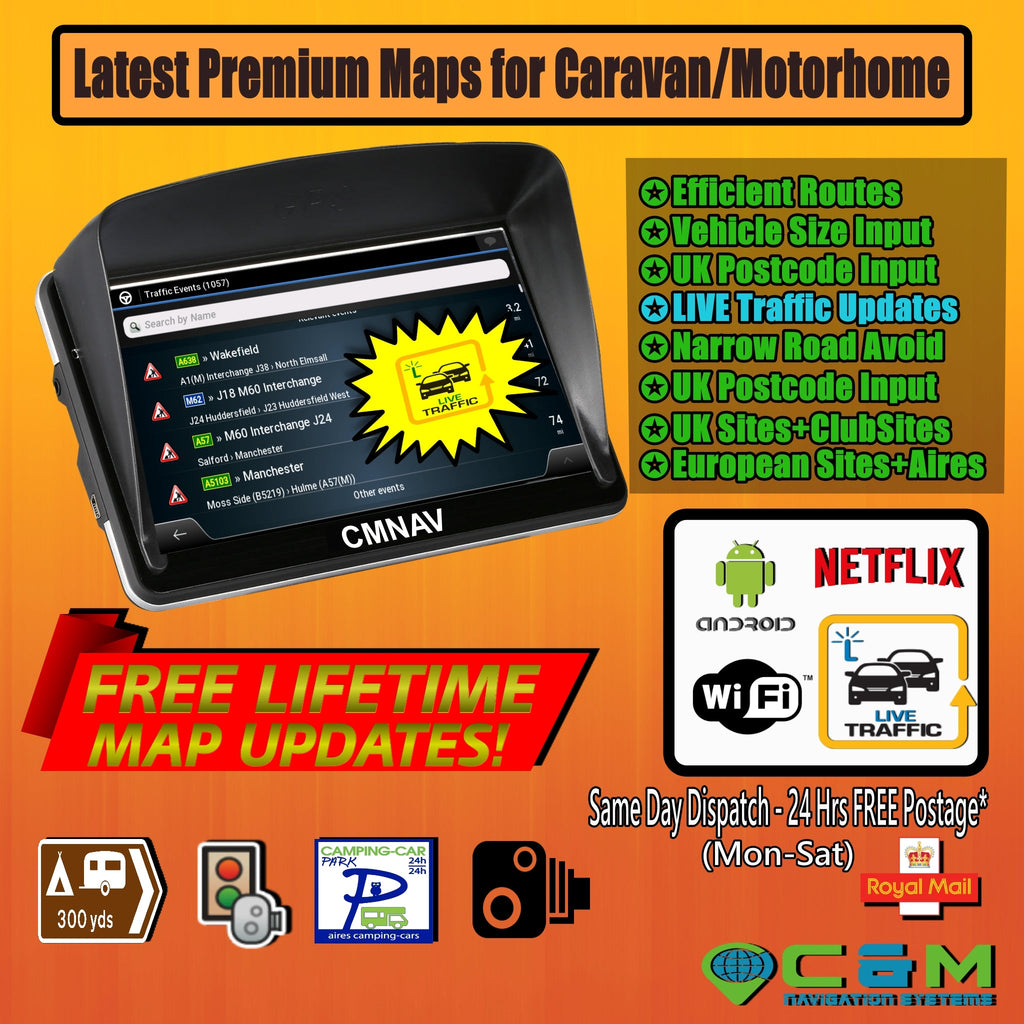7" CMNAV TRAFFIC Camper (LIVE TRAFFIC, ANDROID, Wi-Fi)