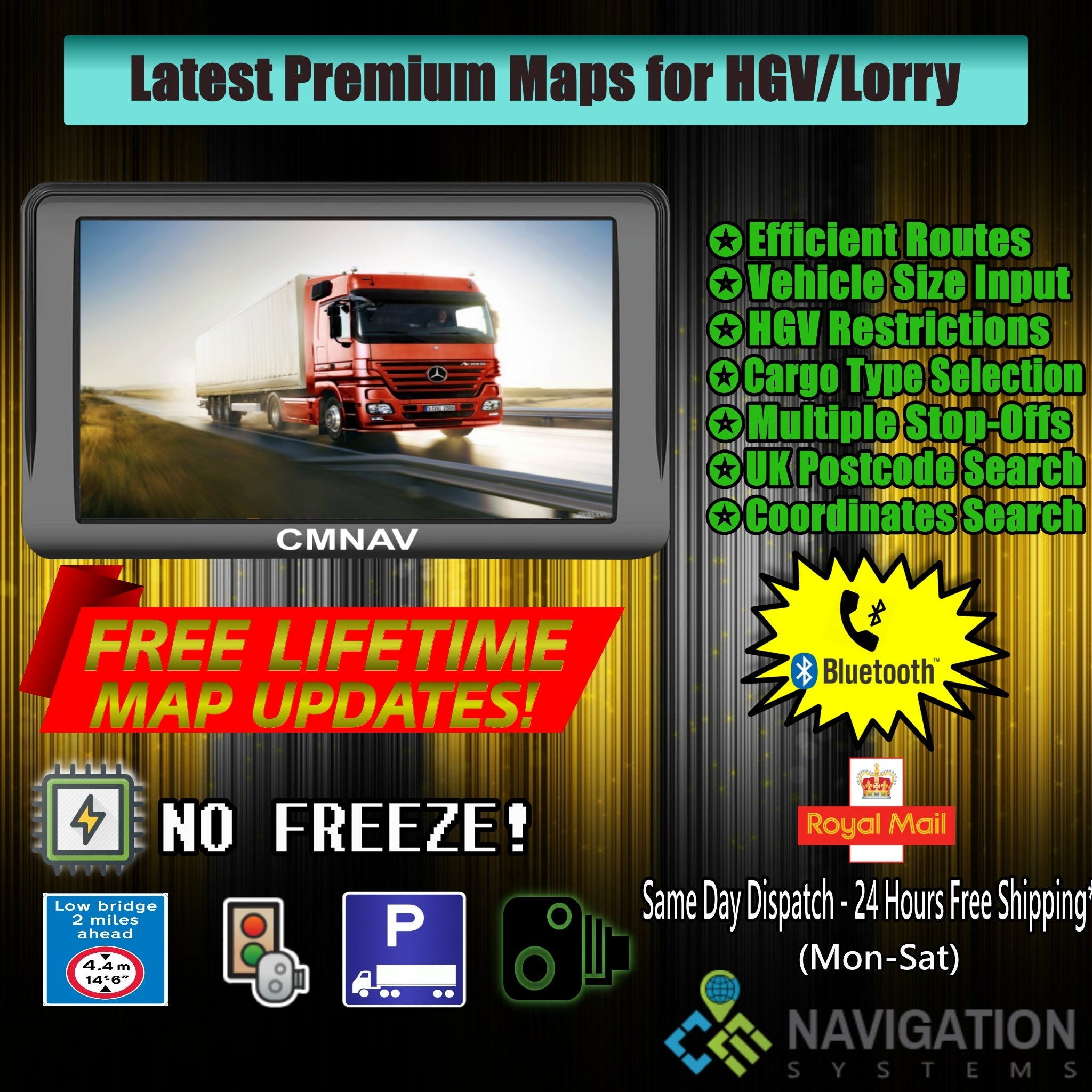 7" CMNAV PRO Truck (Bluetooth Phone Calls Supported)
