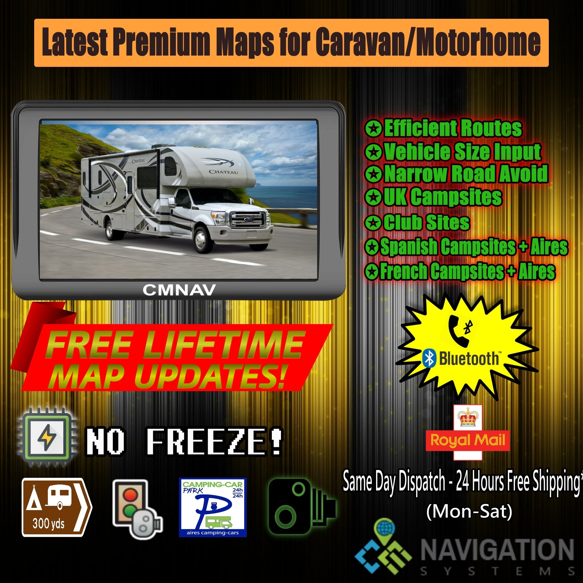 7" CMNAV PRO Camper (Bluetooth Phone Calls Supported)