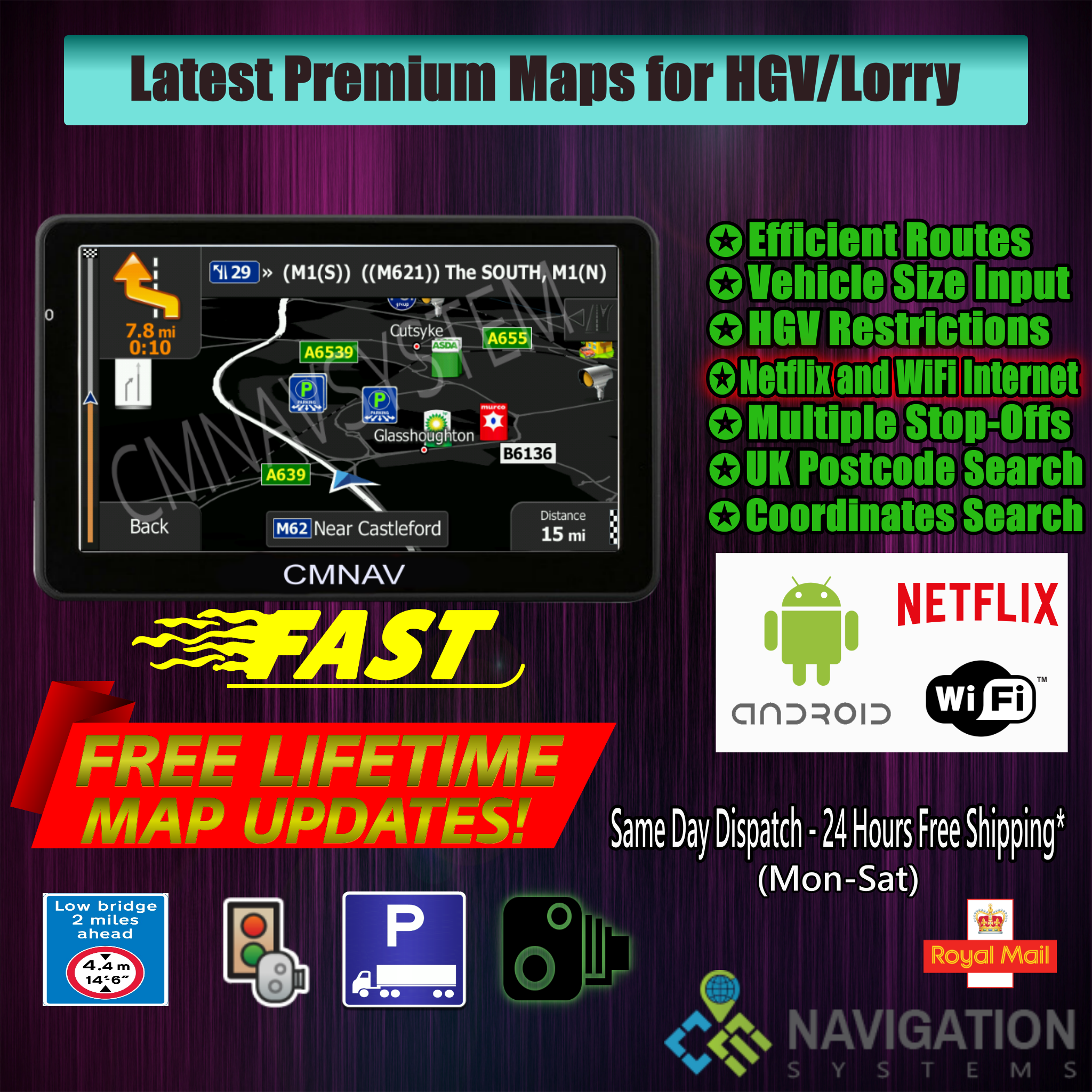 7" CMNAV TURBO Truck (Android, Wi-Fi)