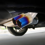 Universal Car Styling Stainless Steel Curved Double Outlets Exhaust Tail Muffler Tip Pipe, Curved Double