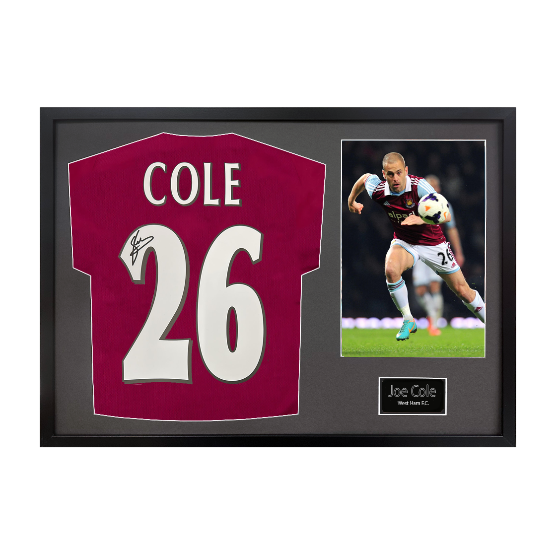 Joe Cole Signed West Ham Shirt Classic Frame