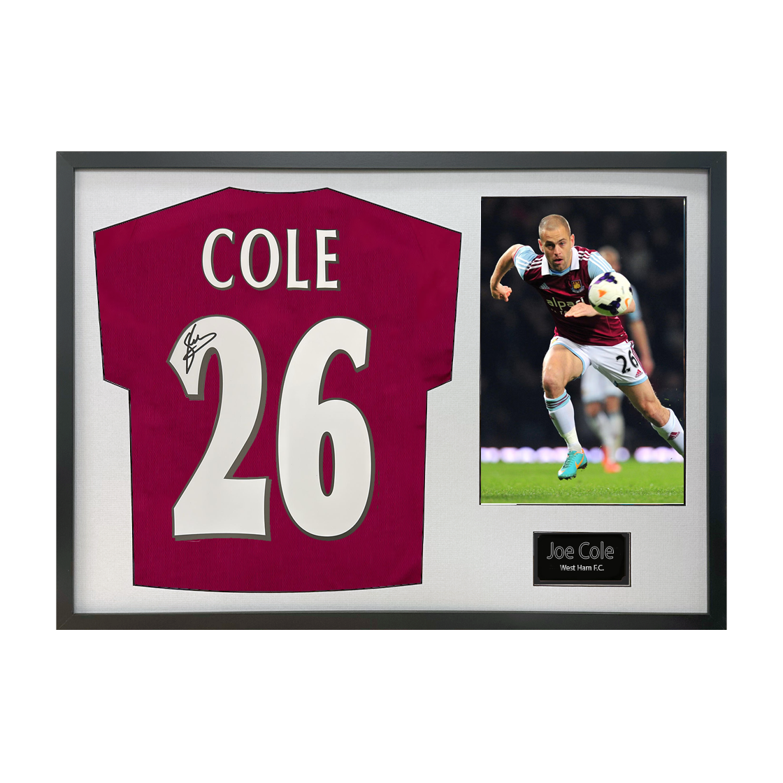 Joe Cole Signed West Ham Shirt Classic Frame