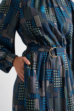 Collyn Geo City Print Long Sleeve Mini Dress