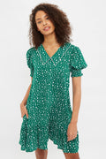 Louche Cora Spot It Print Statement Collar Short Sleeve Mini Dress