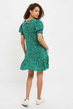 Louche Cora Spot It Print Statement Collar Short Sleeve Mini Dress