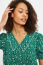 Louche Cora Spot It Print Statement Collar Short Sleeve Mini Dress