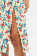 Louche Corina Monet Flower Print Short Sleeve Midi Dress