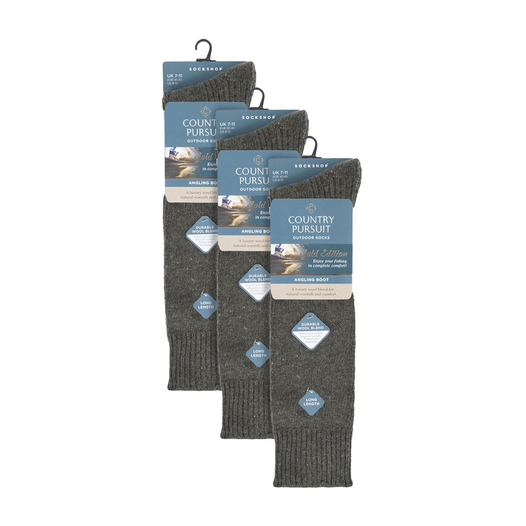 3 Pack Fisherman Socks | Long Wool Boot Socks for Men | Knee High Angling Socks