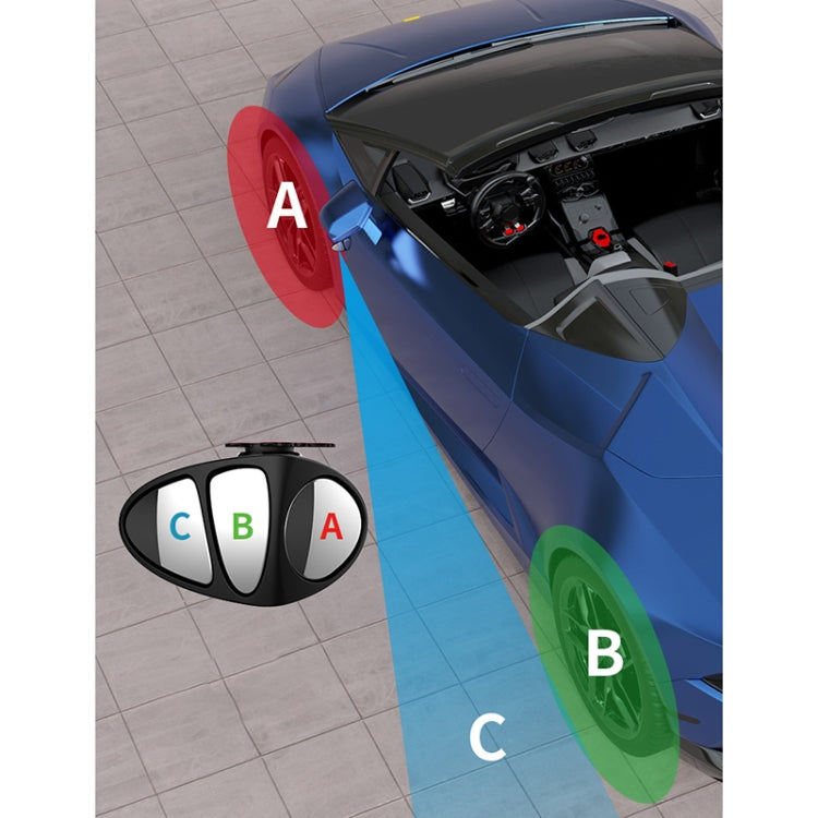 3R-151 3 in 1 Car Rearview Auxiliary Blind Spot Mirror Rear View 146 Front Wheel Mirror for Left Side, 3 in 1 Black Left
