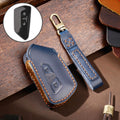 Hallmo Car Cowhide Leather Key Protective Cover for Volkswagen Golf 8(Blue)