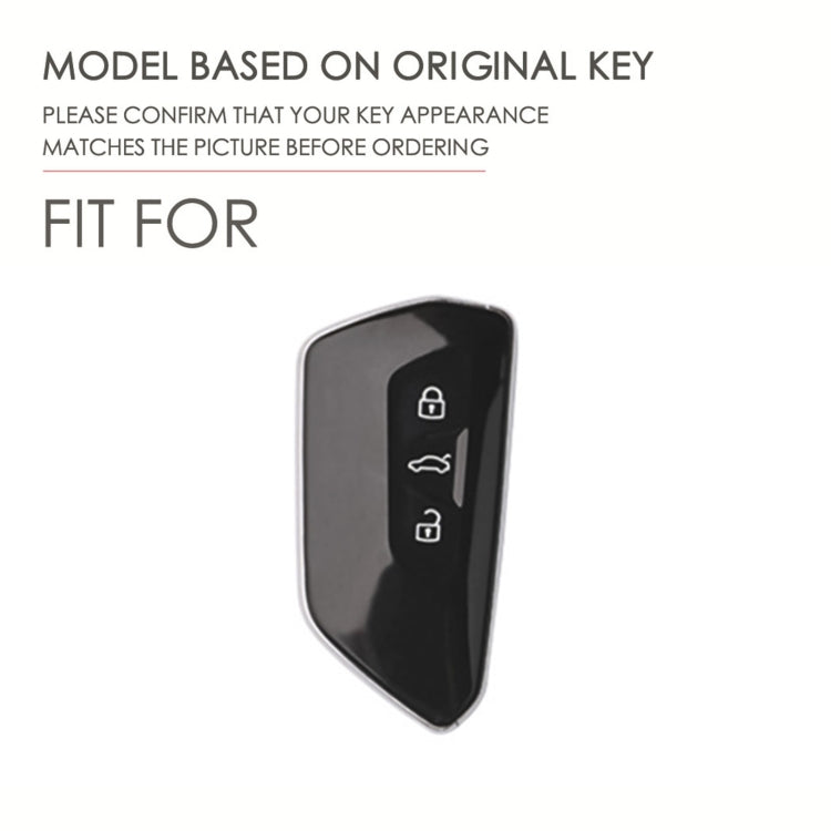 Hallmo Car Cowhide Leather Key Protective Cover for Volkswagen Golf 8(Blue)