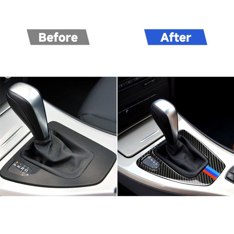 Drei Farben Carbonfaser Auto Linkslenker Gangschaltungsplatte Dekorative Aufkleber für BMW E90 / E92 2005-2012, Geeignet für Linkslenker, Linke Gangschaltungsplatte (Drei Farben)
