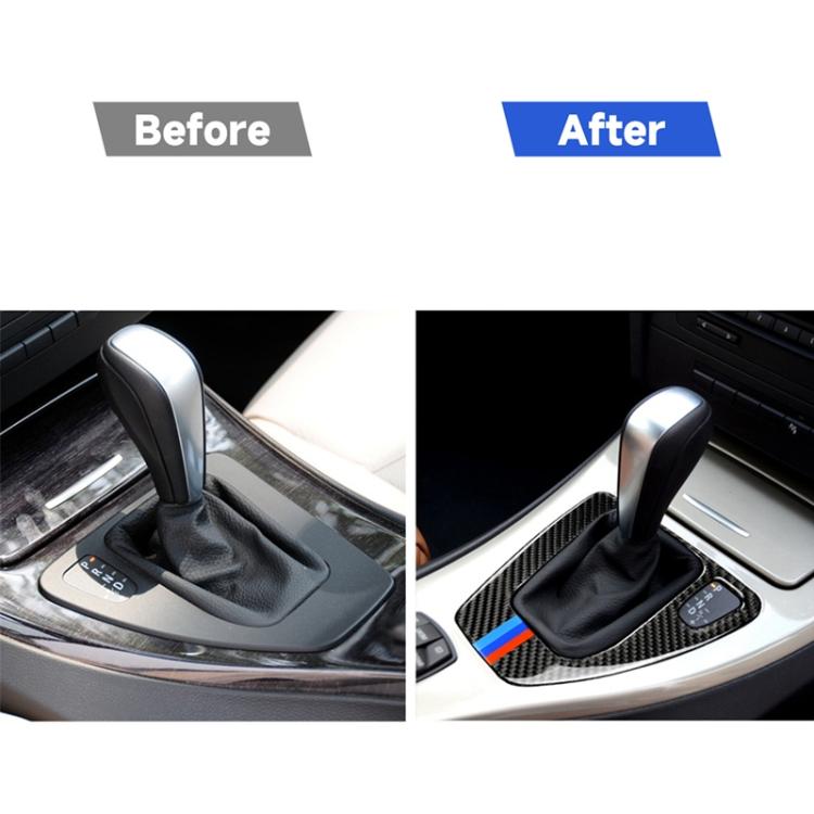 Drei-Farben-Kohlefaser-Auto-Rechtslenker-Schalttafel Zieraufkleber für BMW E90 / E92 2005-2012