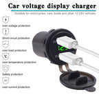 Universal Car Dual Port USB Charger Power Outlet Adapter 4.2A 5V IP66 with LED Digital Voltmeter + 60cm Cable, 4.2A Voltmeter + 60cm Cable(Blue Light), 4.2A Voltmeter + 60cm Cable(Green Light), 4.2A Voltmeter + 60cm Cable(Red Light)