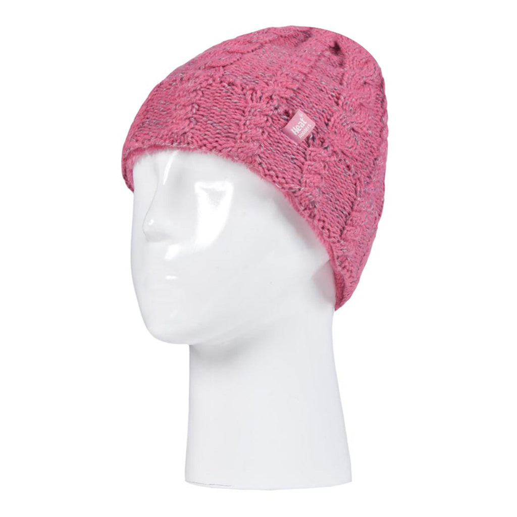Kids Girls Cable Knitted Warm Fleece Lined Winter Hat & Gloves Set