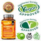 Vegan Vitamin D3 2000 IU with Calcium, Magnesium, Zinc & Copper | 180 capsules, 3 months supply | Made in the UK