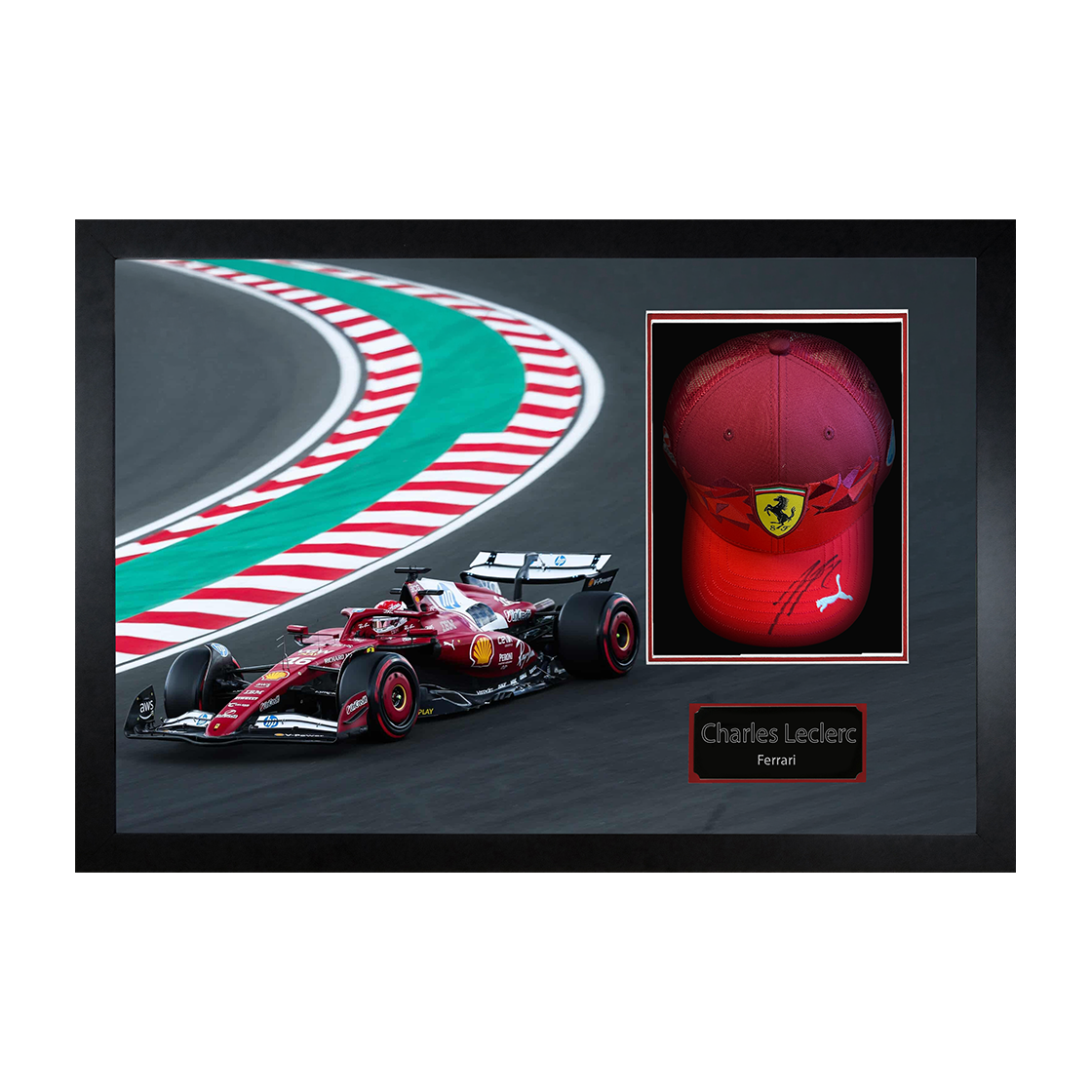 Charles Leclerc Signed Ferrari F1 Cap Iconic Frame (ACG Cert)