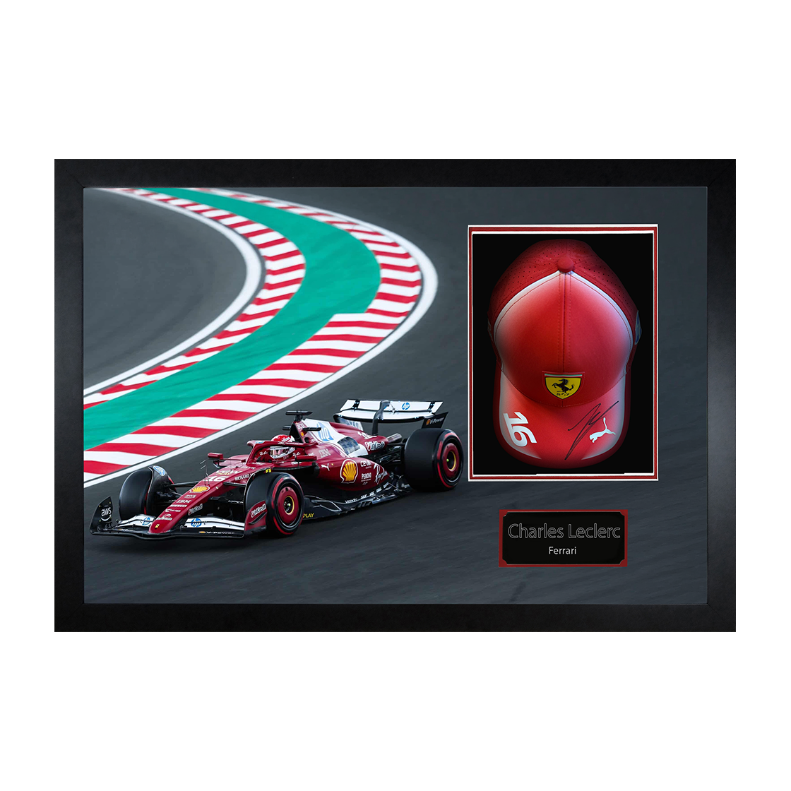 Charles Leclerc Signed Ferrari F1 Cap Iconic Frame (ACG Cert)
