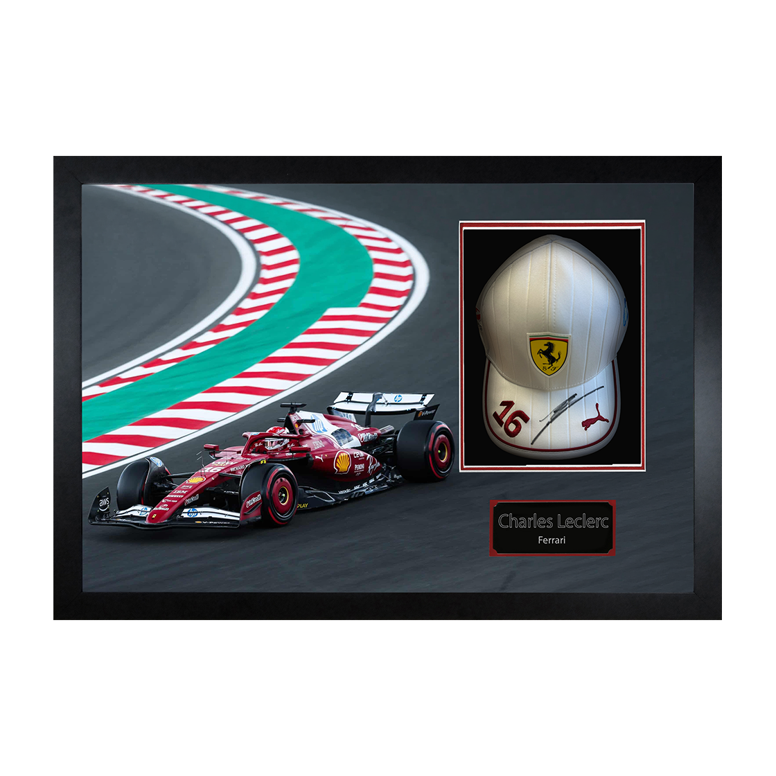 Charles Leclerc Signed Ferrari F1 Cap Iconic Frame (ACG Cert)