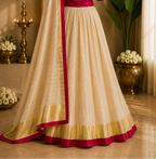 Kerala Half Saree Set – Ruby Pink