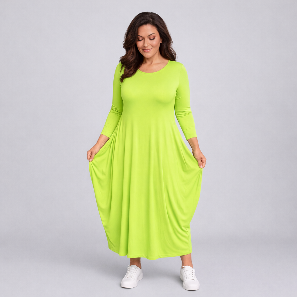 Long Sleeve Calf Length Dress