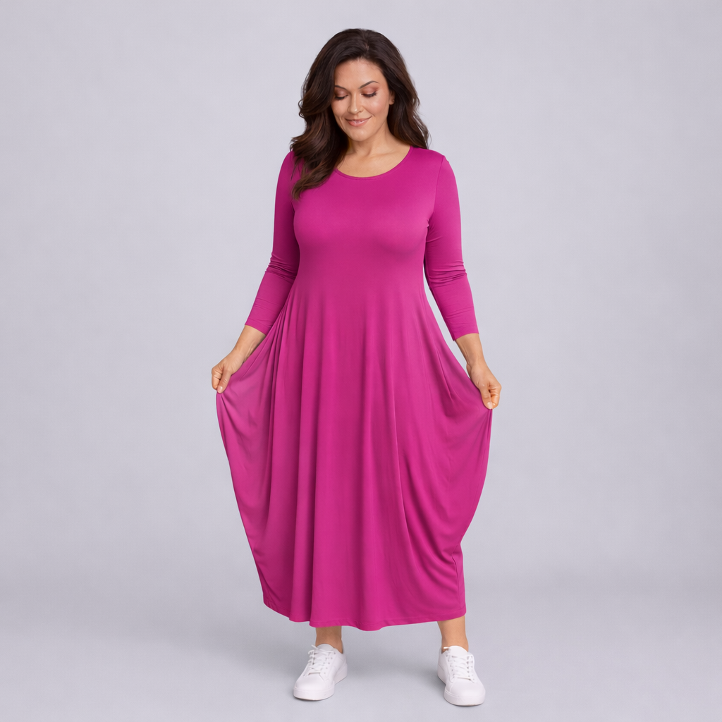 Long Sleeve Calf Length Dress