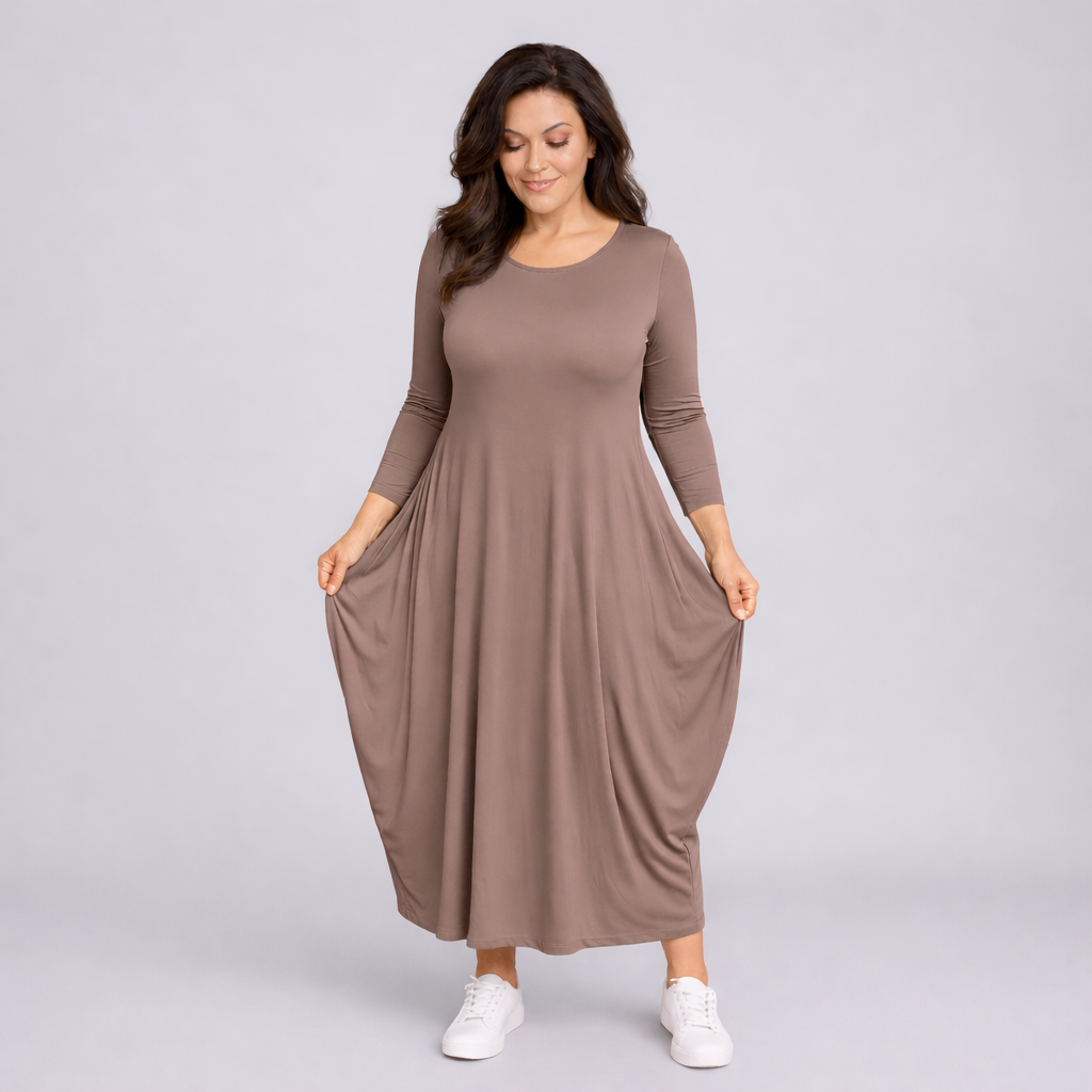 Long Sleeve Calf Length Dress