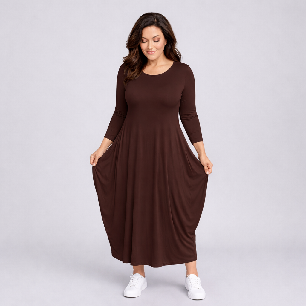 Long Sleeve Calf Length Dress