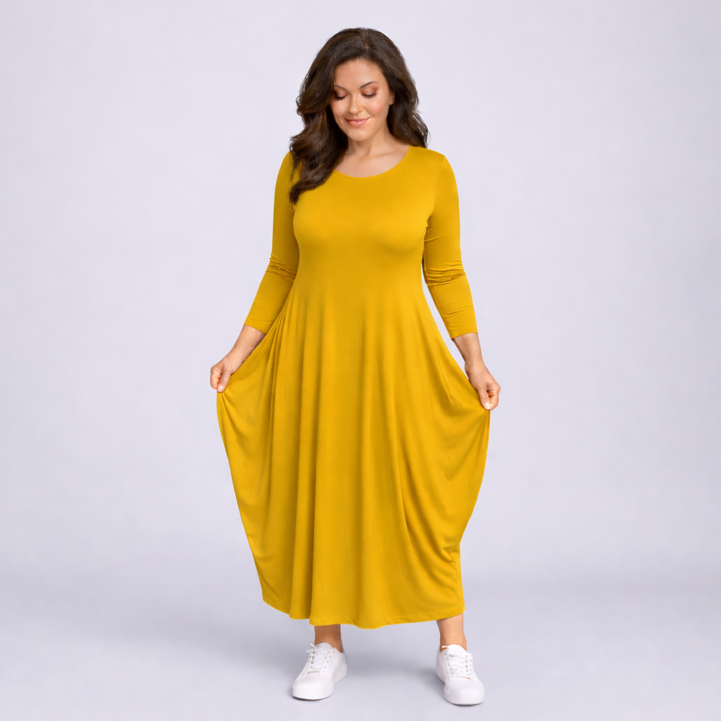 Long Sleeve Calf Length Dress