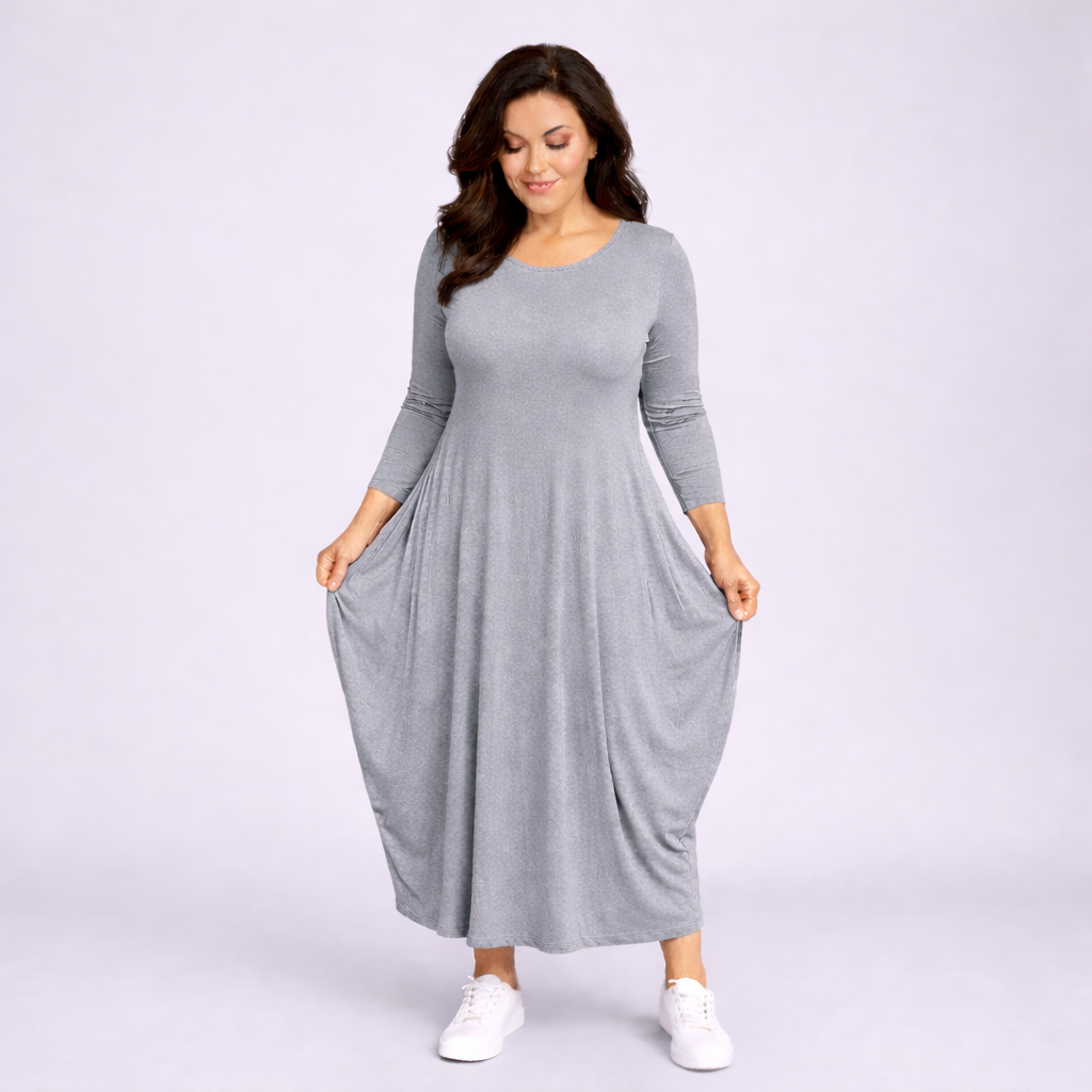 Long Sleeve Calf Length Dress
