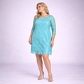 Fine Lace 3/4 Sleeve Swing Dress with Sweetheart Neckline