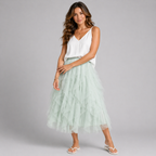 Net Layered and Ruffled Maxi Tulle Skirt