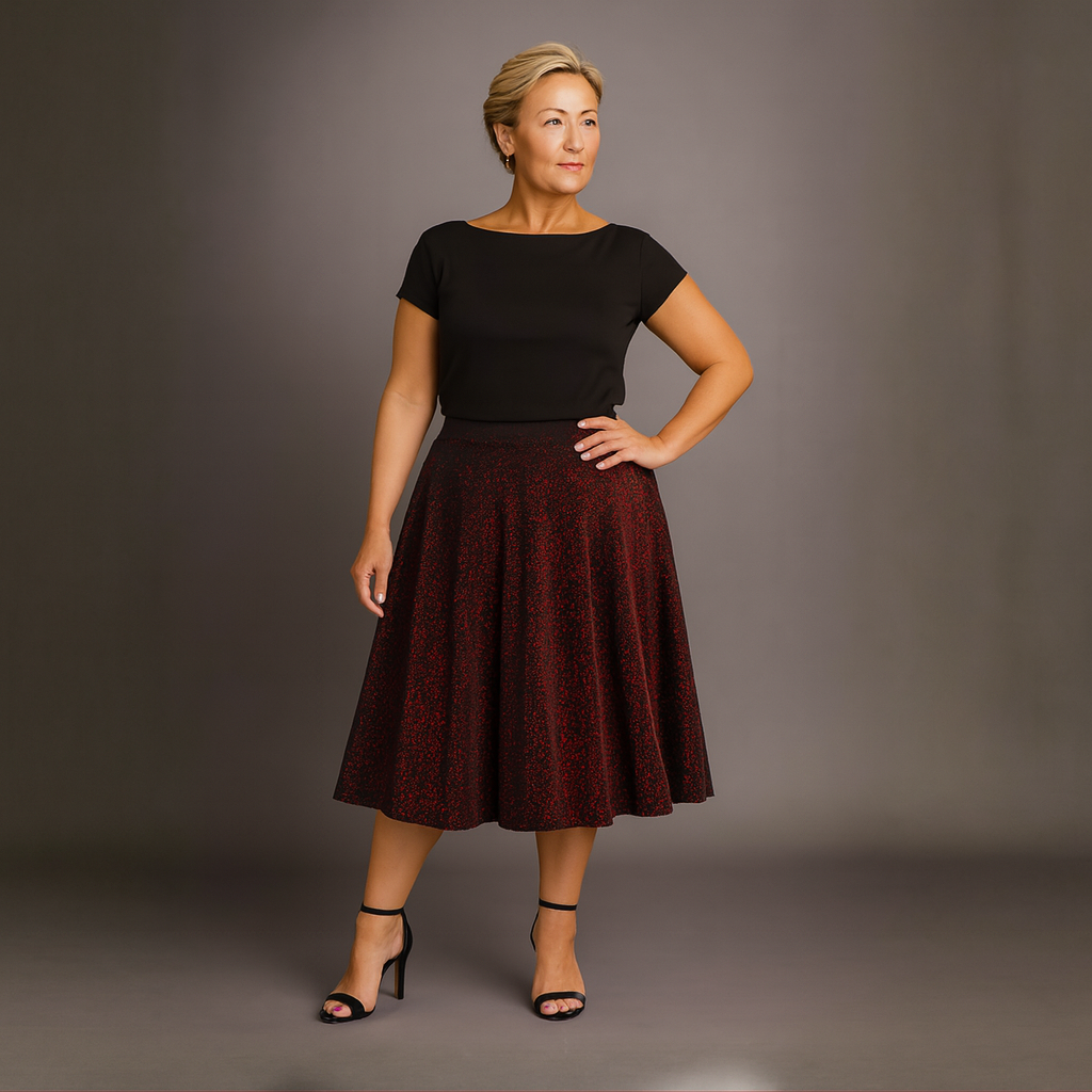 Sparkly Elastic Waist A-Line Swing Skirt
