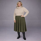 Faux Suede Elastic Waist Skater Skirt
